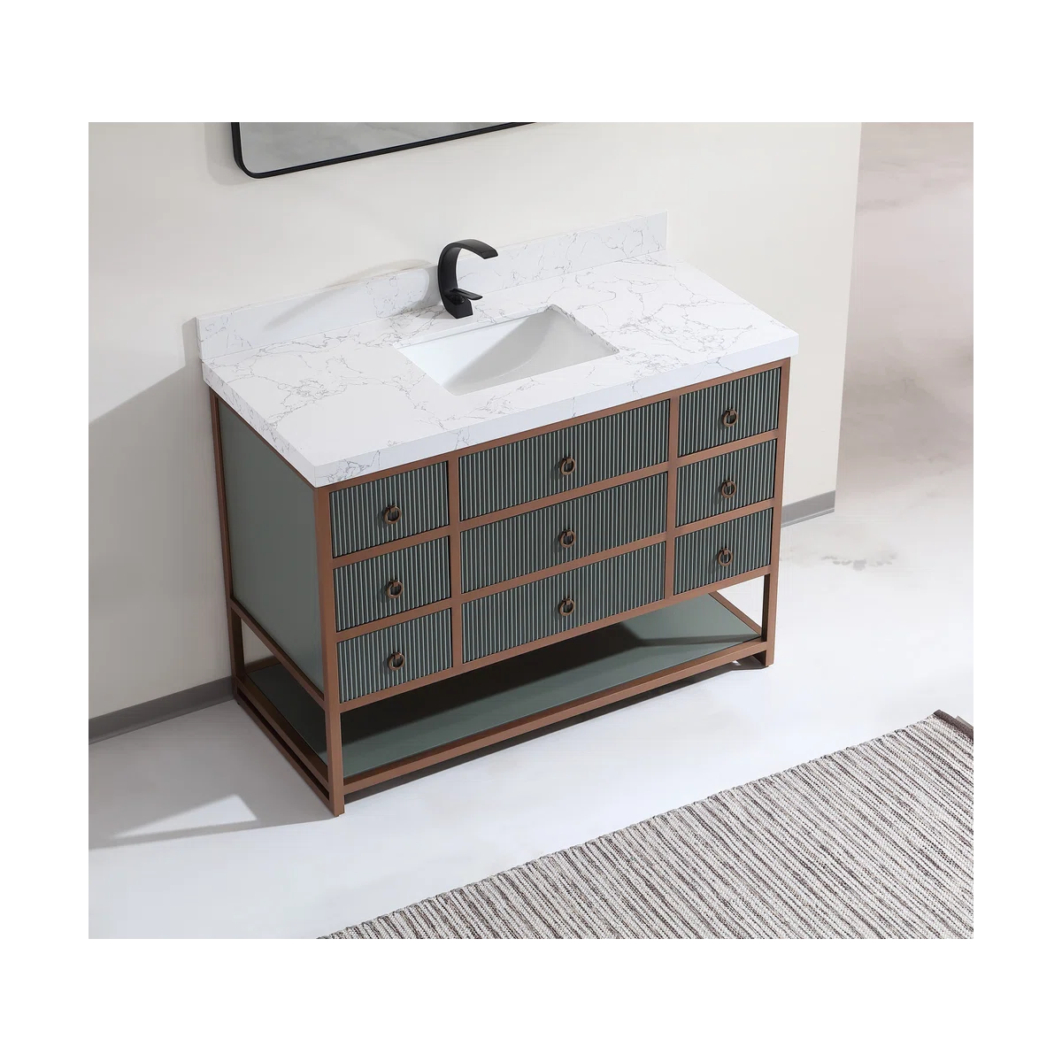 48" Freestanding Standard Single Bathroom Vanity with Top