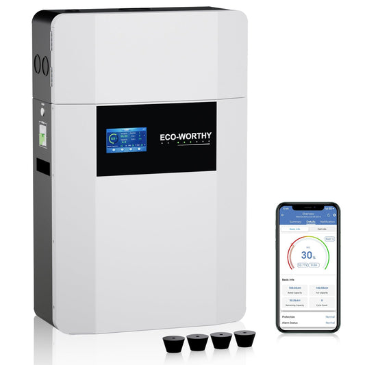 Eco-Worthy 48V 100AH Wall-Mount Lithium Battery LiFePO4 | -4℉ Charge Available | Bluetooth & WiFi |  - GW-L03L100AHBGLXH-1