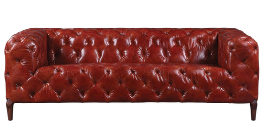 Modway Furniture 85" Merlot Top Grain Leather Sofa - Luxurious Comfort with Black Legs & Contemporary Design - 491317-HOMEROOTS