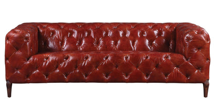 Modway Furniture 85" Merlot Top Grain Leather Sofa - Luxurious Comfort with Black Legs & Contemporary Design - 491317-HOMEROOTS