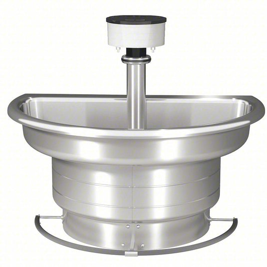 BRADLEY Wash Fountain: Silver, Stainless Steel, Semi-Circular, 54 in Overall Wd, Off-Line Vent Drain