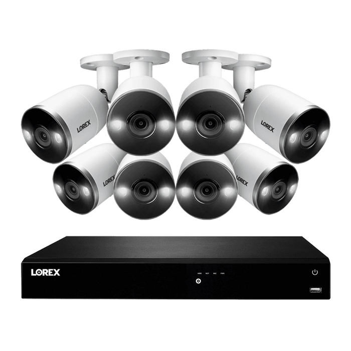 Lorex 16-Channel 4K Ultra HD Fusion NVR IP System with 8 Smart Deterrence Cameras Security Surveillance System New N4K3SD-168WB