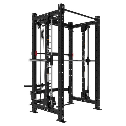 Bells Of Steel Smith Machine Rack With Lat Pulldown - Hydra (3" x 3", ⅝" Holes) - HYDRA-4POST-SMTH-STKLARA