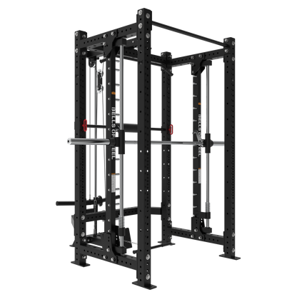 Bells Of Steel Smith Machine Rack With Lat Pulldown - Hydra (3" x 3", ⅝" Holes) - HYDRA-4POST-SMTH-STKLARA