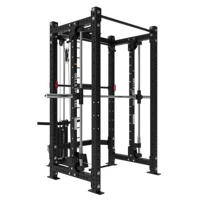 Bells Of Steel Smith Machine Rack With Lat Pulldown - Hydra (3" x 3", ⅝" Holes) - HYDRA-4POST-SMTH-STKLARA