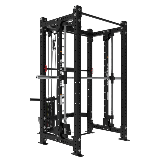 Bells Of Steel Smith Machine Rack With Lat Pulldown - Hydra (3" x 3", ⅝" Holes) - HYDRA-4POST-SMTH-STKLARA