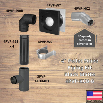 ComfortBilt Duravent 4" Piping Kit with 90° Elbow for Pellet Stoves Galvalume Silver New - 4PVP-KCB-1