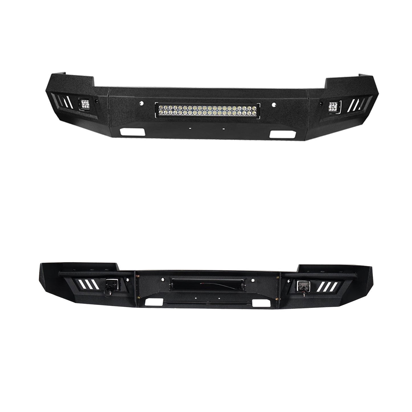 Silverado Front Bumper & Rear Bumper Combo w/LED Lights For Chevy Silverado 1500 - Hooke Road - HE.9021&HE.9024