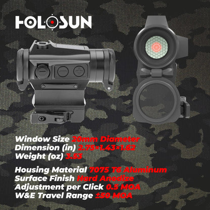 Holosun Circle Dot/Solar Panel/QD Mount HS515CM with included Wearable4U Lens Cleaning Towel Bundle