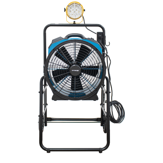 XPOWER FA-420K6 warehouse/dock cooling fan kit, L-30 LED Spotlight, and 420T mobile trolley - XP-FA-420K6-Blue