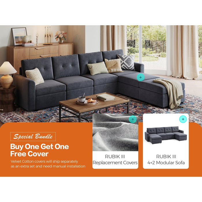 LINSY HOME RUBIK III 4 Seat with 2 Ottomans And An Additional Set Of Covers - US-LH-SPF-Sofa-S800-AD-42-0-00