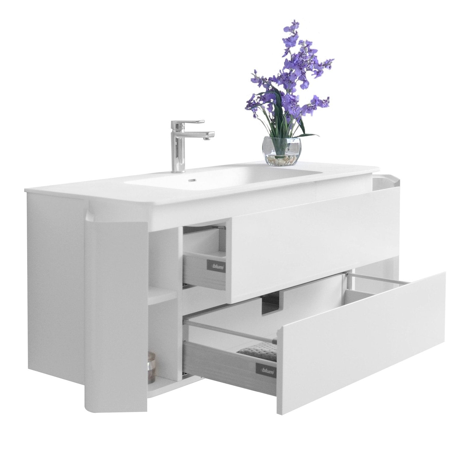 Ancerre Gwyneth Bathroom Vanity with Solid Surface Top Cabinet Set Collection - Backyard Provider