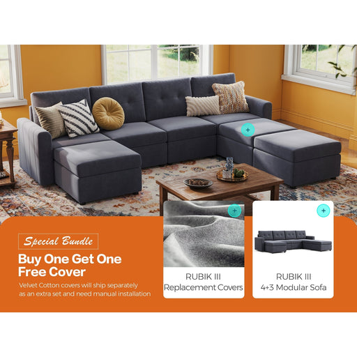 LINSY HOME RUBIK III 4 Seat With 3 Ottomans And An Additional Set Of Covers - US-LH-SPF-Sofa-S800-AD-43-0-00