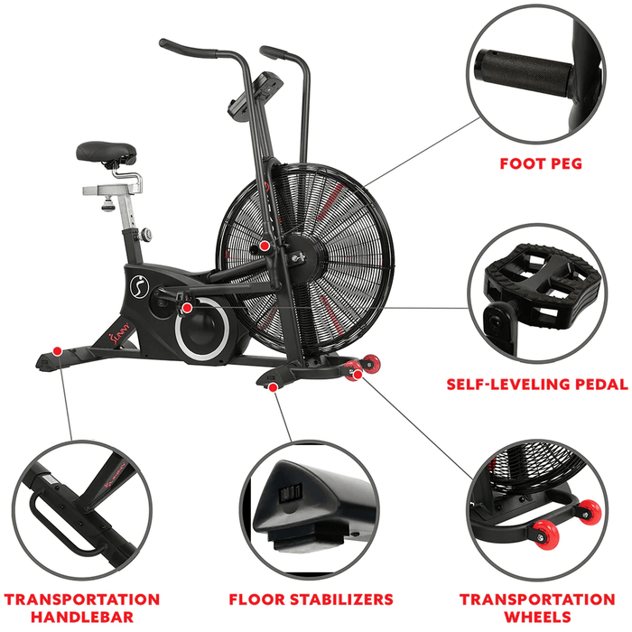 Sunny Health & Fitness Tornado LX Air Bike - Fan Bike