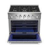 Awoco 36” Freestanding 6 Burners Range with 4.5 cu ft. Convection Oven and 2 Racks - JK36A1-T-NG