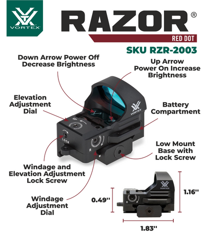 Vortex Optics Razor Red Dot Sight 6 MOA Dot with Vortex Optics Free Hat, Black Camo Bundle - RZR-2003_121-53-BCA