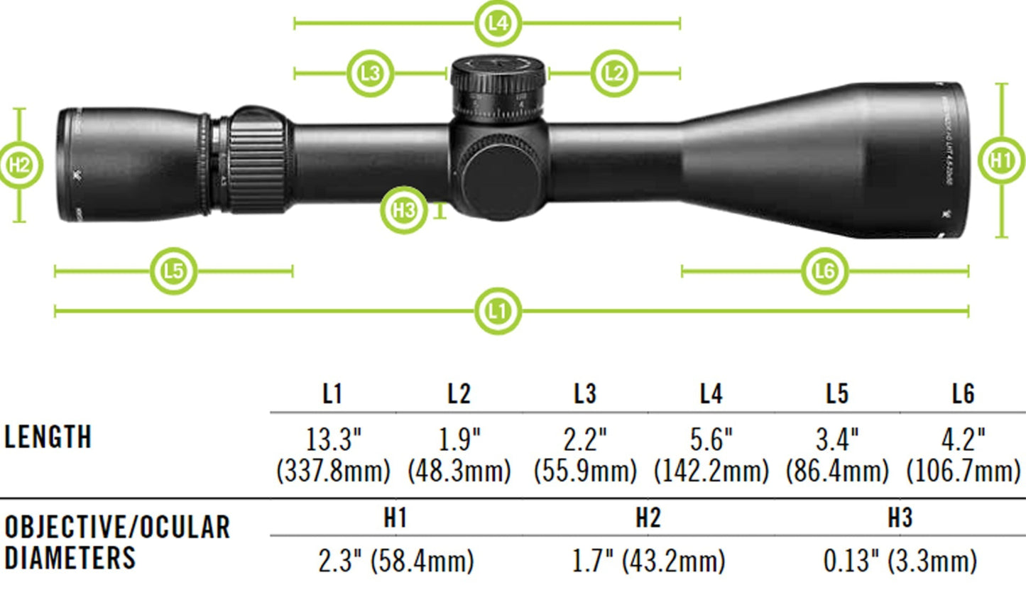 Vortex Optics Razor HD LHT 4.5-22x50 First Focal Plane Riflescope XLR-2 (MOA) Reticle, 30 mm Tube- RZR-42201