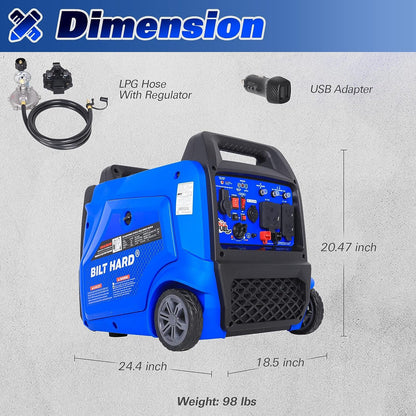 BILT HARD 5500W Dual Fuel Inverter Generator, Electric Start - TGA-0253