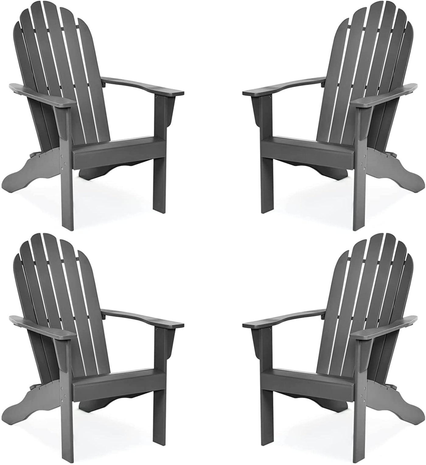 Tangkula Adirondack Chair,  for Patio Deck Lawn Backyard, Garden Adirondack Furniture - 4*OP70302GR