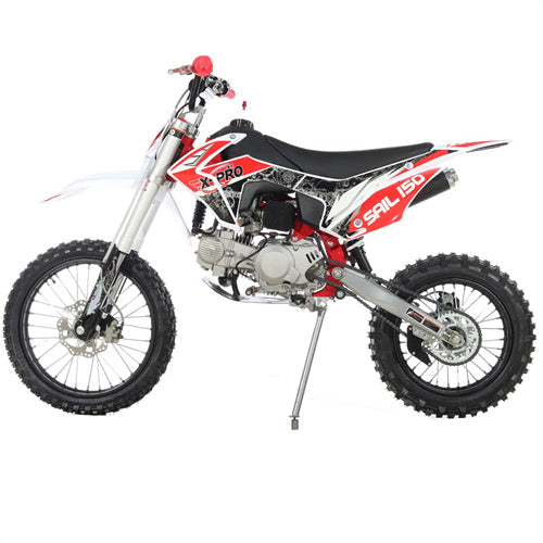 X-PRO Sail 150 Dirt Bike with 4-Speed Manual Transmission, Kick Start, Big 17"/14" Tires - DB-H12-Black