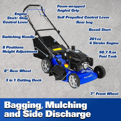 BILT HARD 21" Self Propelled Lawn Mower with 201cc Engine - TMA-0562