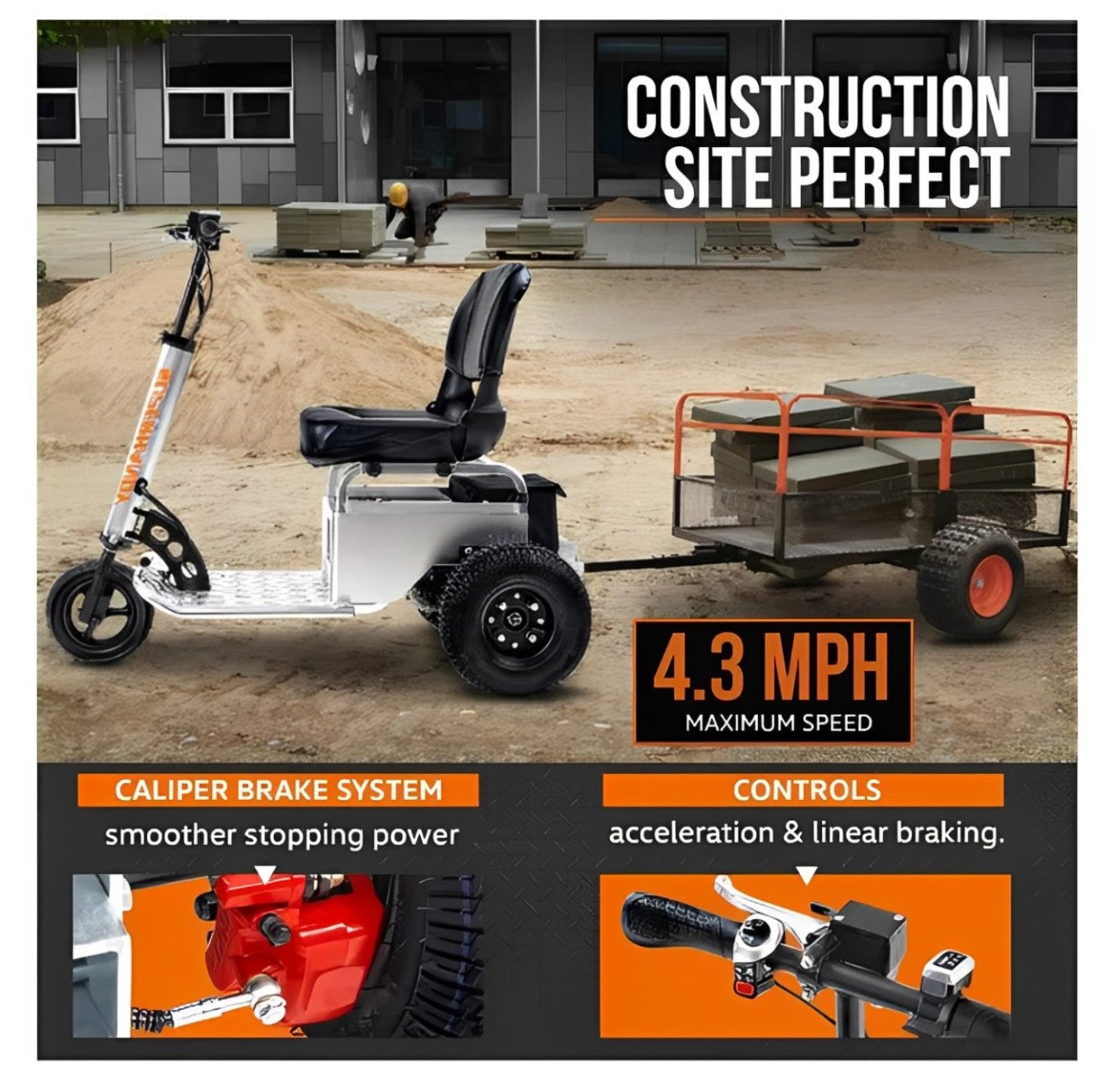 Super Handy GUO098 Compact Electric Tow Cart 2600 lb Towing Capacity 350 lb Load Capacity New