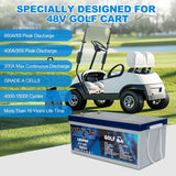 WEIZE 48V 105AH Bluetooth LiFePO4 Lithium Battery, Built-in 200A BMS, Low-Temp Protection Deep Cycle 400A/35S Peak Discharge Battery Perfect for Golf Cart, Trolling Motor, Solar System, RV, Off Grid - BAC-0126VWEI