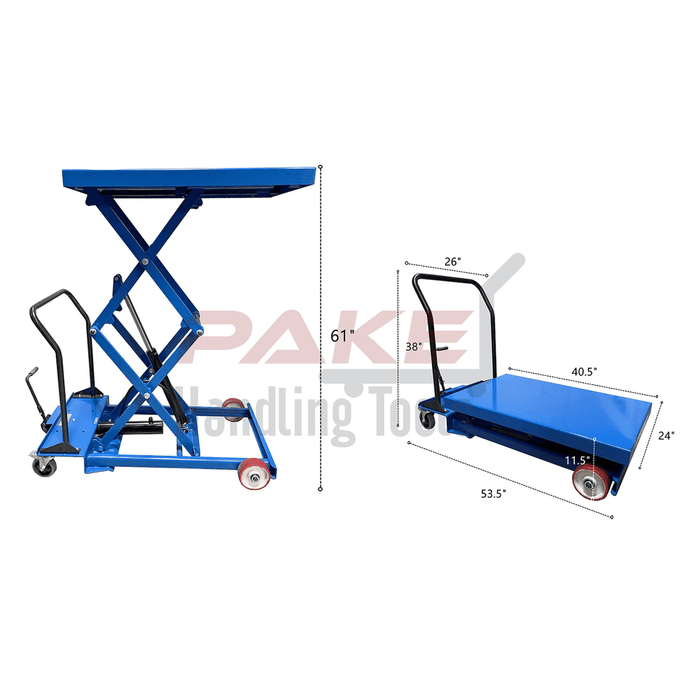 Pake Handling Tools Double Scissor Lift Table 1000 lb Capacity 40.5" X 24" New - PAKLT08