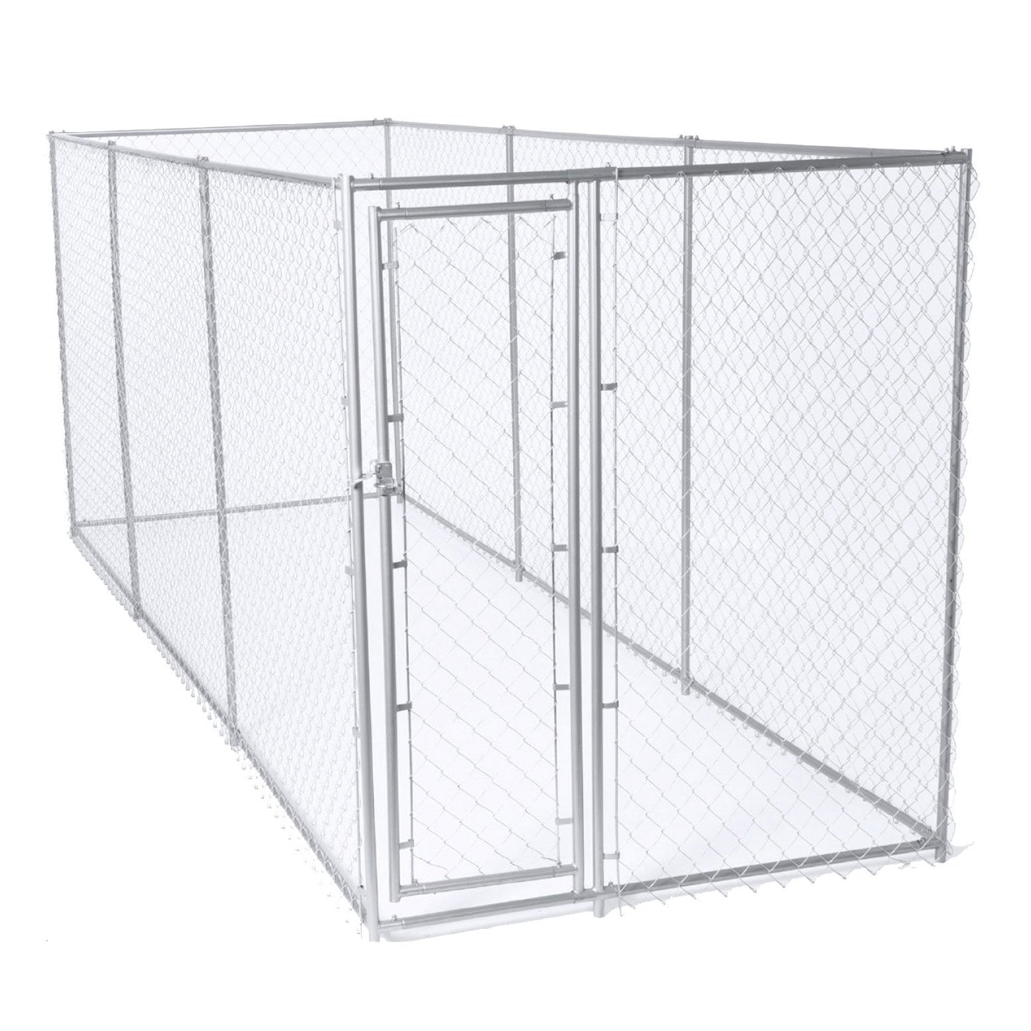 Lucky Dog 10' x 10' Chain Link Dog Kennel (2 Pack) & Waterproof Roof (2 Pack) - 174385