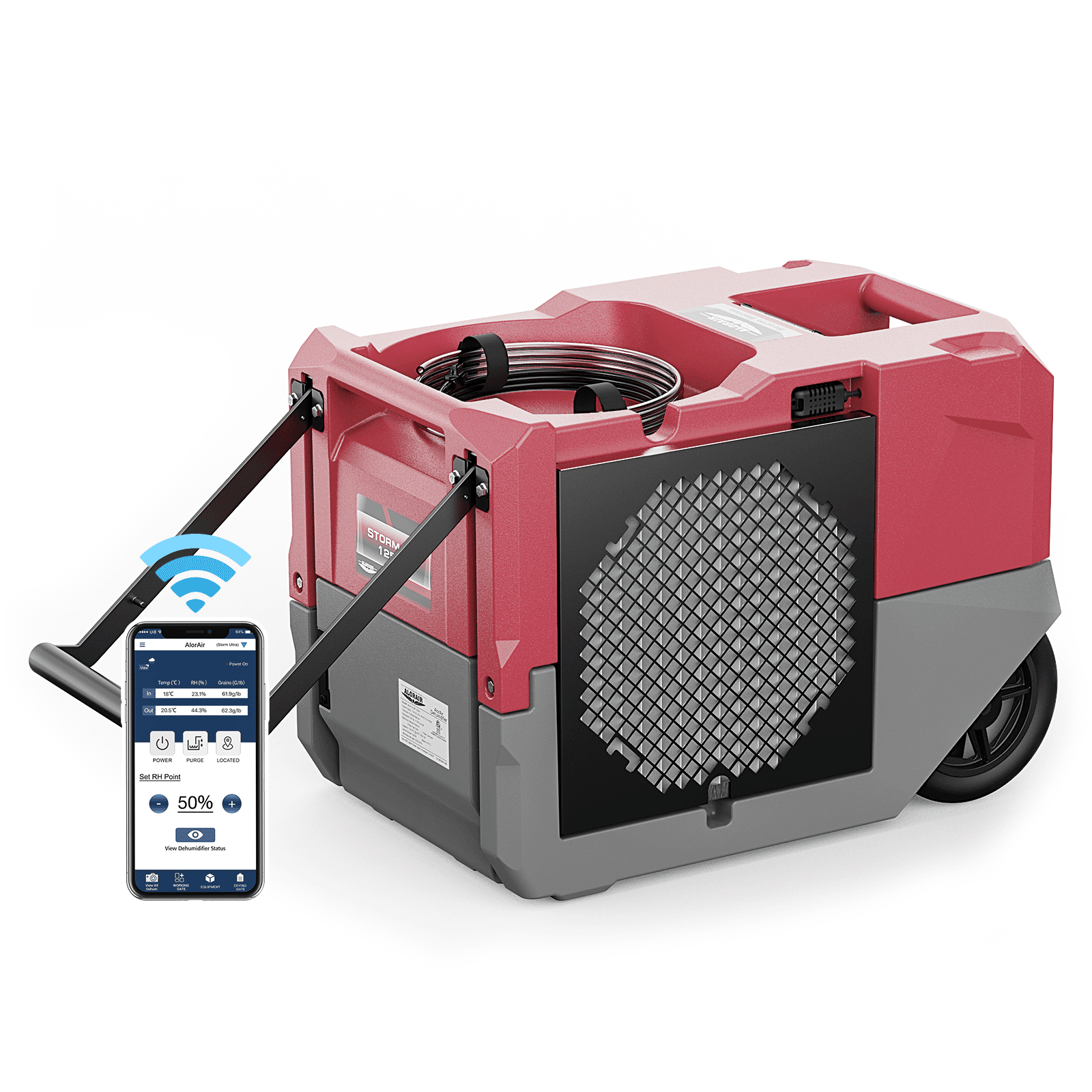 AlorAir® Storm LGR 1250X | Smart Wi-Fi 264 PPD Industrial Commercial Dehumidifiers - LGR 1250X in red