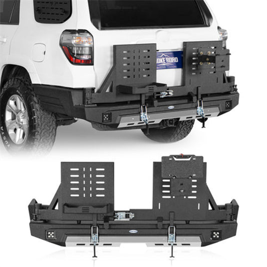 Hooke Road Rear Bumper w/ Dual Swing Arms & Tire Carrier & 5.3-Gallon Jerry Can Holder (10-24 Toyota 4Runner) HE.9811A-S+HE.9811B-S