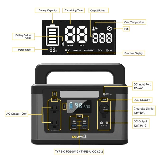 SeeDevil 500w 560Wh Portable Power Station