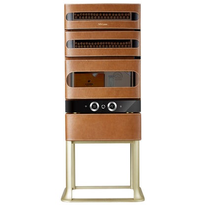 Afidano 250 Ct Cigar Humidor, Temperature and Humidity Control with Classic Leather and Spanish Cedar Drawers - JC-50A