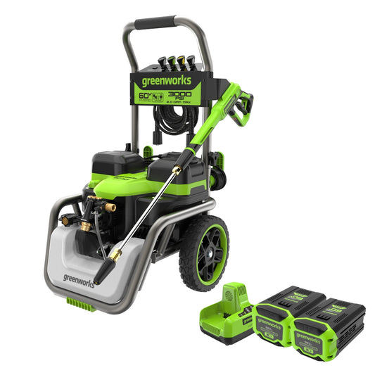Greenworks Corded/60V 3000-PSI 2.0 GPM Electric Pressure Washer w/ (2) 5.0Ah Batteries & Dual-Port Charger - 5128202