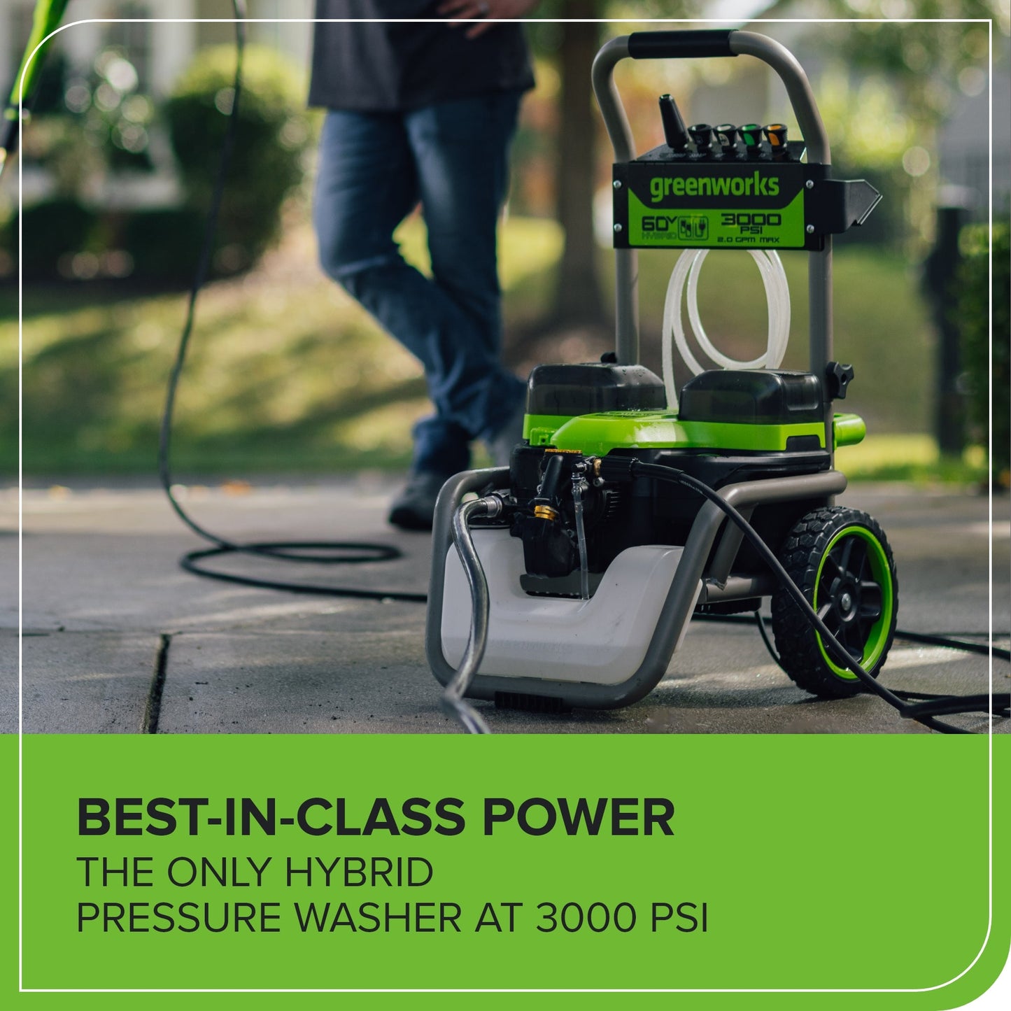 Greenworks Corded/60V 3000-PSI 2.0 GPM Electric Pressure Washer w/ (2) 5.0Ah Batteries & Dual-Port Charger - 5128202