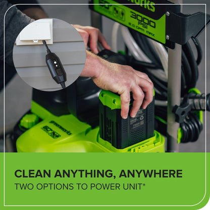 Greenworks Corded/60V 3000-PSI 2.0 GPM Electric Pressure Washer w/ (2) 5.0Ah Batteries & Dual-Port Charger - 5128202