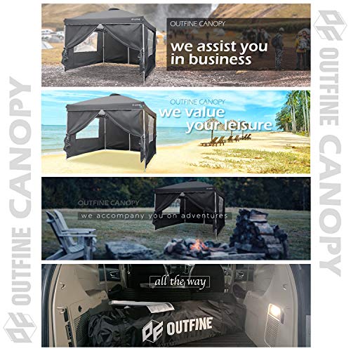 Outfine Canopy 10'x10' Pop Up Commercial Instant Gazebo Tent, Fully Waterproof, Outdoor Party Canopies with 4 Removable Sidewalls, Stakes x8, Ropes x4 Black, 10 * 10FT - B08SQGN3WZ