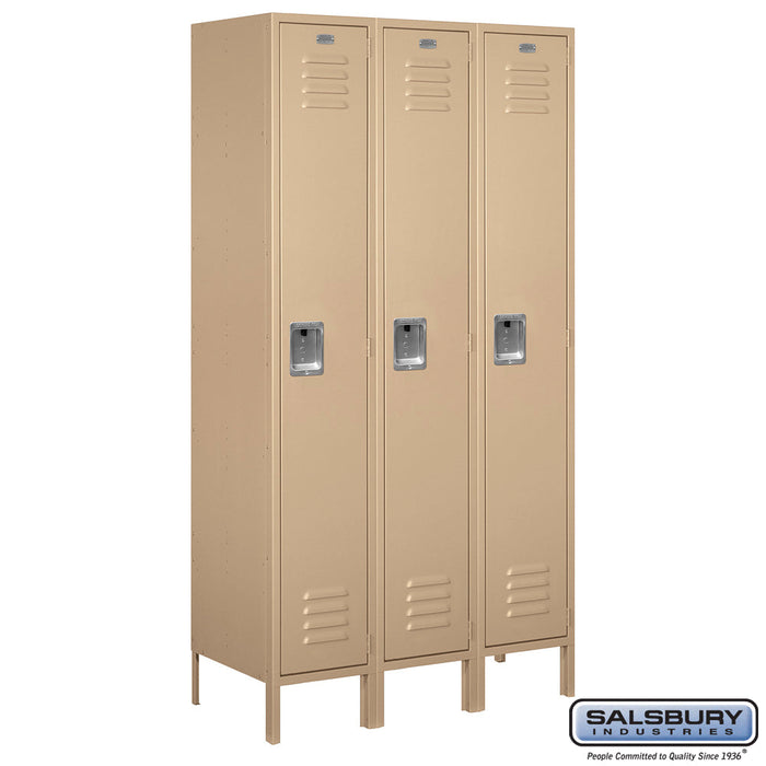 Salsbury 15" Wide Single Tier Standard Metal Locker - 3 Wide - 51368GY-A