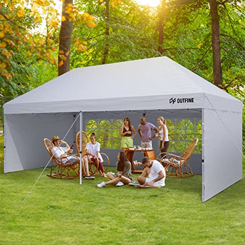 Outfine Canopy 10'x20' Pop Up Canopy Gazebo Commercial Tent with 4 Removable Sidewalls, Stakes X12, Ropes X6 for Patio Outdoor Party Events - B0B6VG1F73