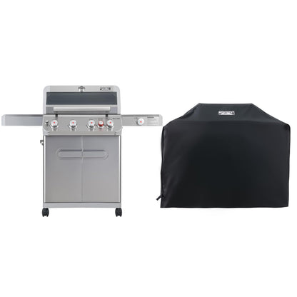Monument Grills 4-Burner Propane Gas Grill, 62,000 BTU, Side Burner, Infrared Tech, Mesa415BZ with BBQ Cover - B0CWL8YL4V