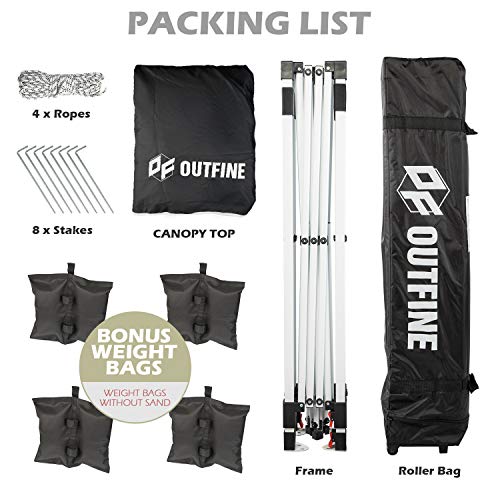 Outfine Pop-Up Canopy 10x10 Patio Tent Instant Gazebo Canopy with Wheeled Bag, Canopy Sandbags X4,tent Stakesx8 Black, 10 * 10ft - B08SQV5Y68