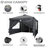 Outfine Canopy 10'x10' Pop Up Commercial Instant Gazebo Tent, Fully Waterproof, Outdoor Party Canopies with 4 Removable Sidewalls, Stakes x8, Ropes x4 Black, 10 * 10FT - B08SQGN3WZ