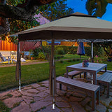 Outfine 12'x12' Gazebo Outdoor Pop up Canopy Tent with Curtains and Shelter for Patio, Party & Backyard Khaki - B09MW4Z987