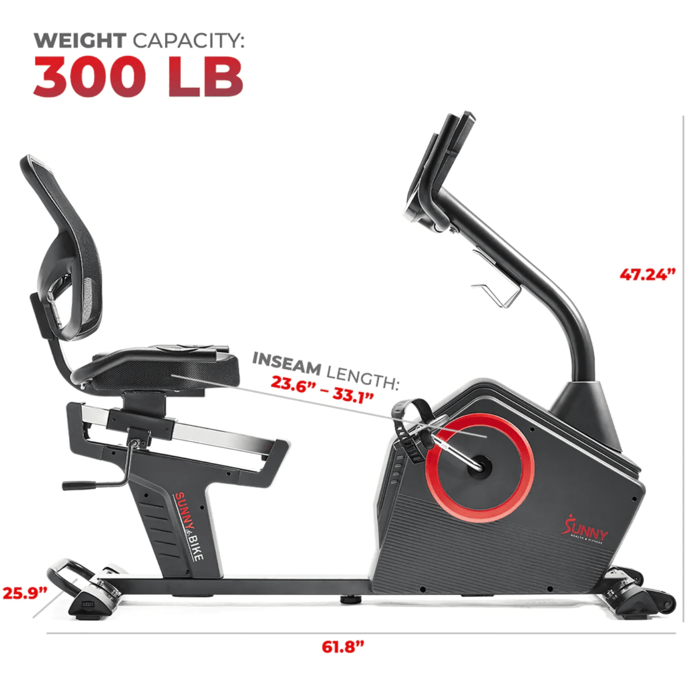 Sunny Health & Fitness Premium Magnetic Resistance Smart Recumbent Bike with Exclusive SunnyFit App Enhanced Bluetooth Connectivity