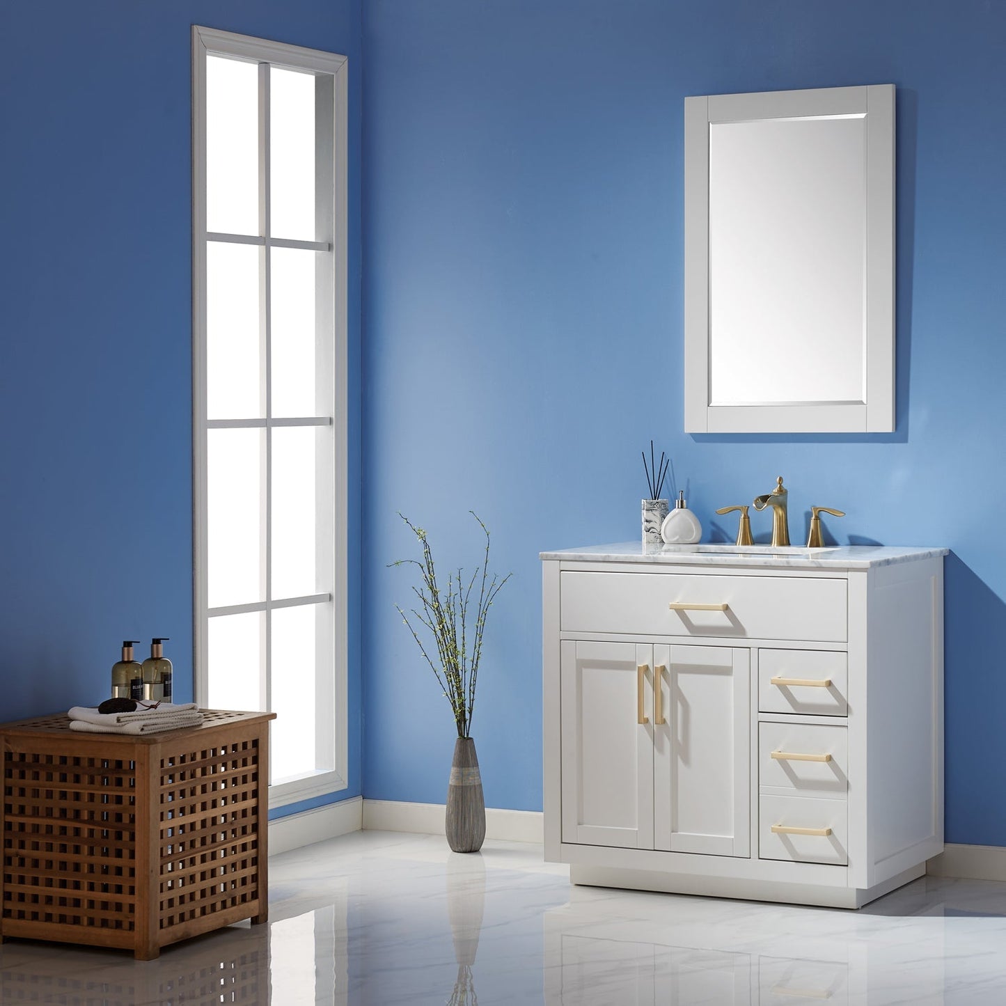 Altair Designs 36" single vanity with top - 531036-WH-CA-NM