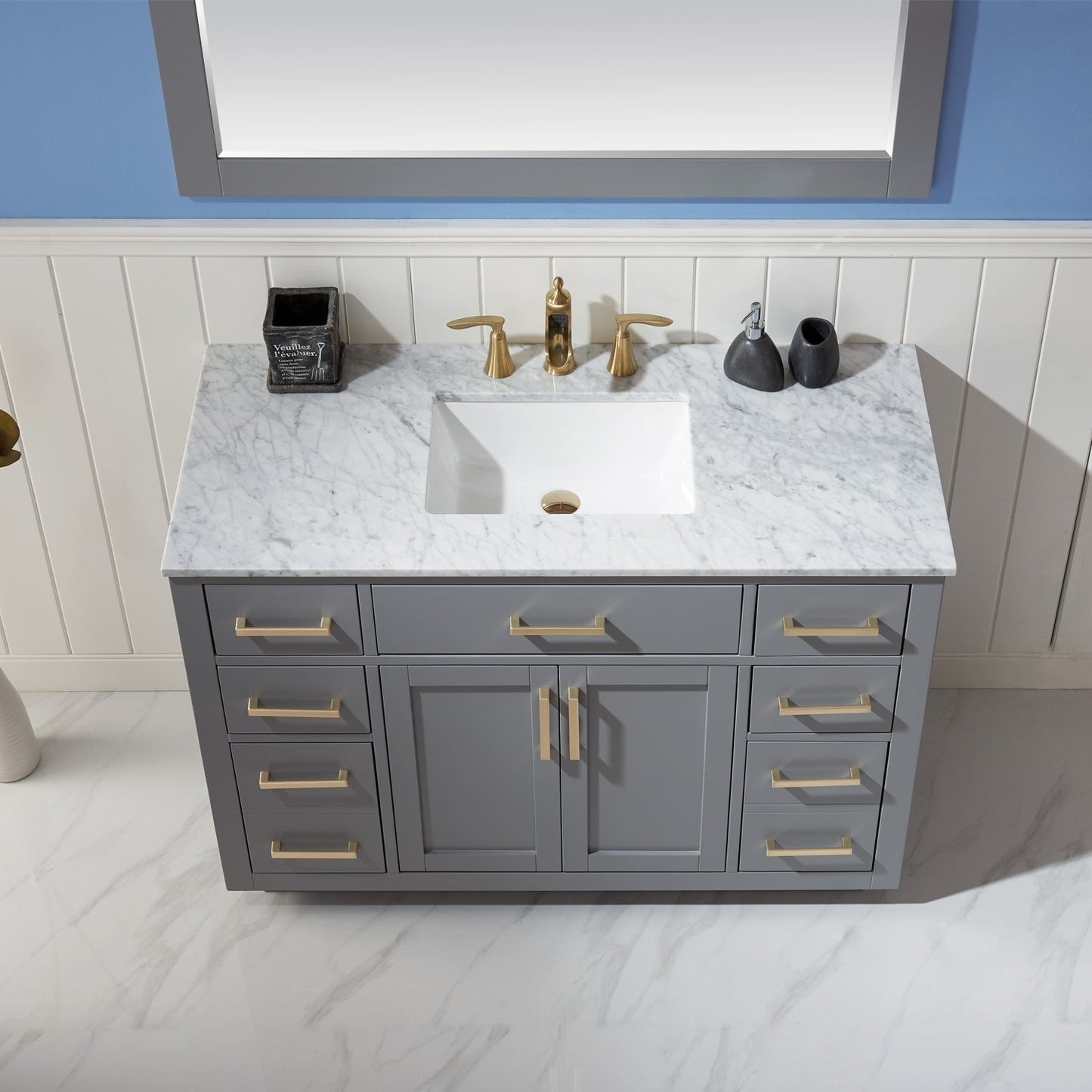 Altair Designs 48" single vanity with top - 531048-WH-CA-NM