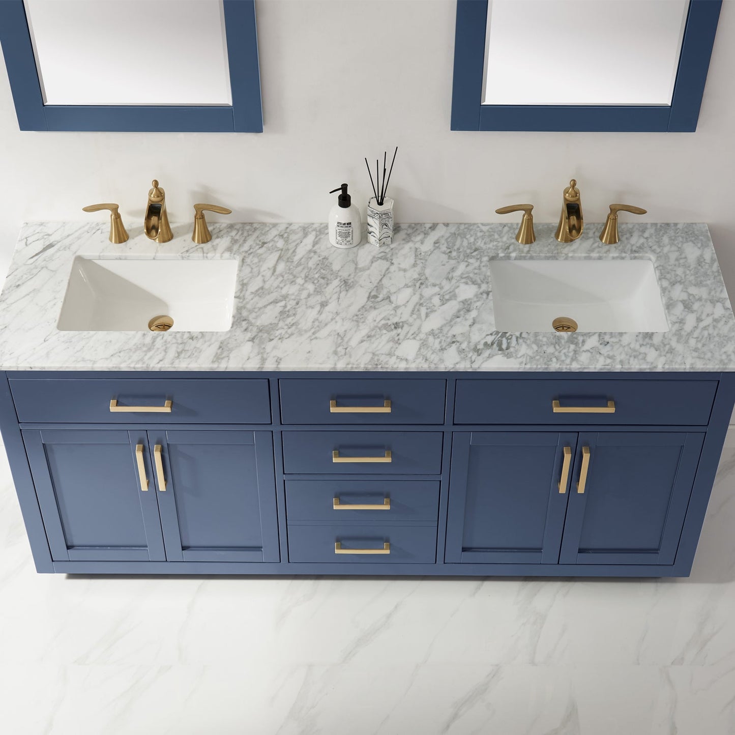 Altair Designs 72" double vanity with top - 531072-WH-CA-NM