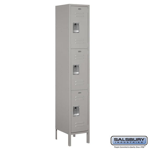 Salsbury 15" Wide Triple Tier Standard Metal Locker - 1 Wide - 53168GY-U