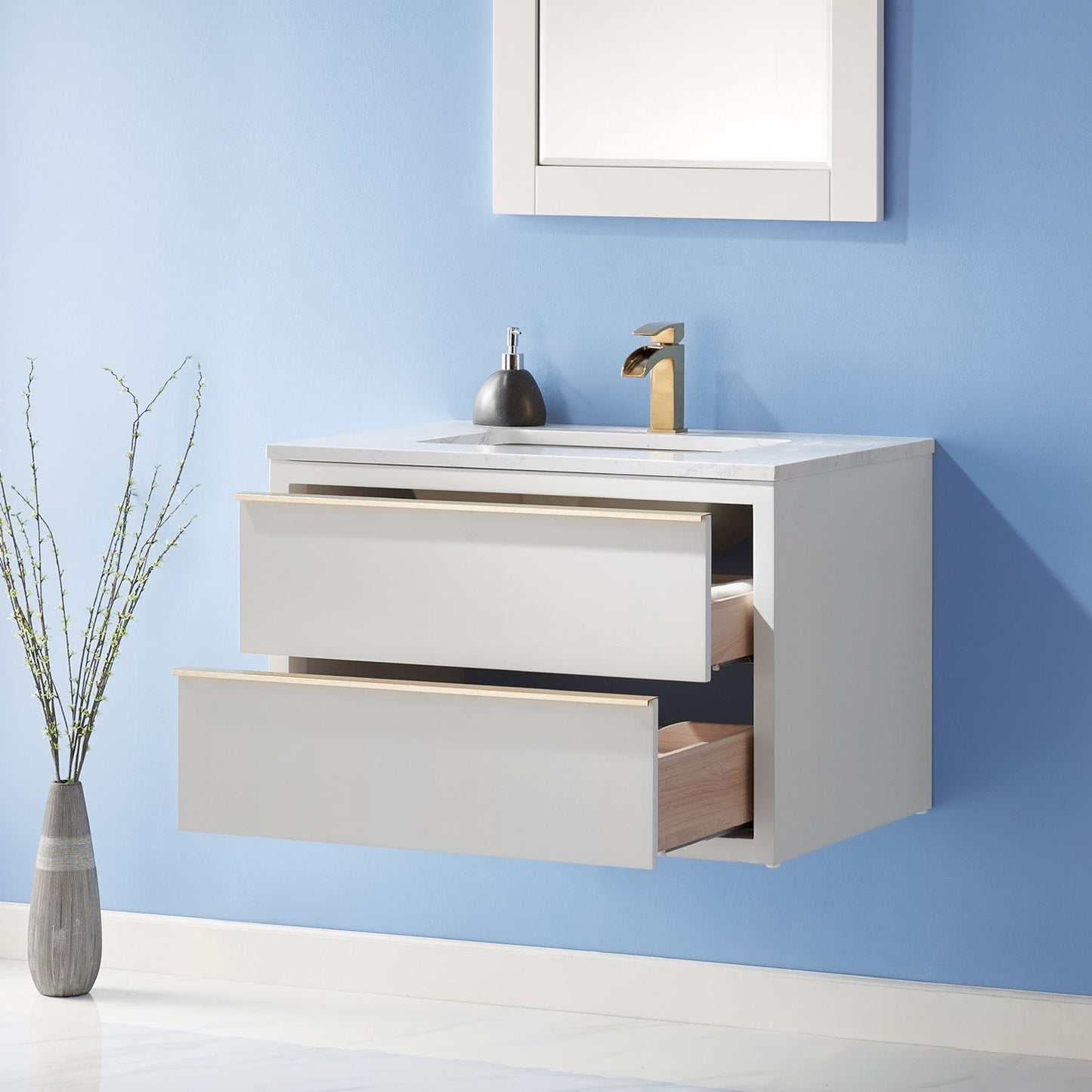 Altair Designs 30" single vanity with top - 534030-WH-AW-NM
