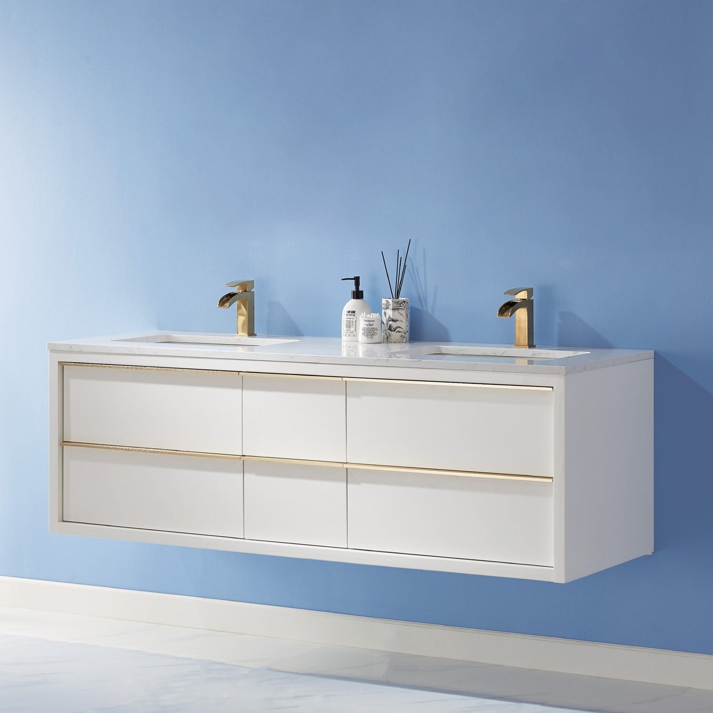 Altair Designs 60" double vanity with top - 534060-WH-AW-NM
